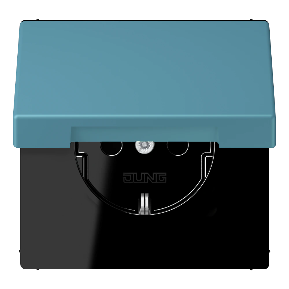 SCHUKO®-розетка с откидной крышкой — JUNG LS 990 Le Corbusier, Céruléen Vif, арт. LC1520BFKL212