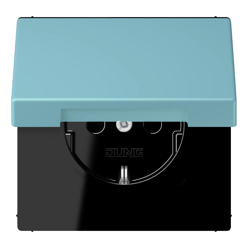 SCHUKO®-розетка с откидной крышкой — JUNG LS 990 Le Corbusier, Céruléen Moyen, арт. LC1520BFKL213