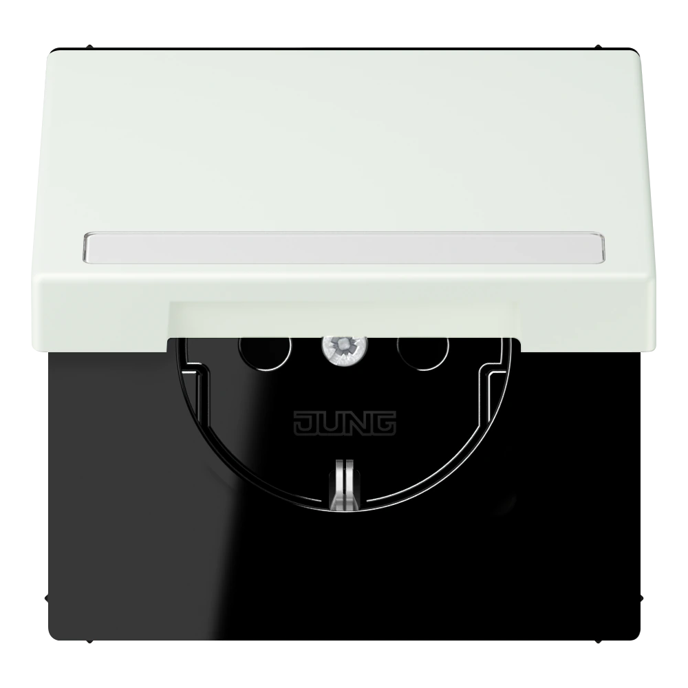 SCHUKO® socket with hinged lid and inscription field — JUNG LS 990 Le Corbusier, Outremer Gris, art. LC1520BFNAKL210