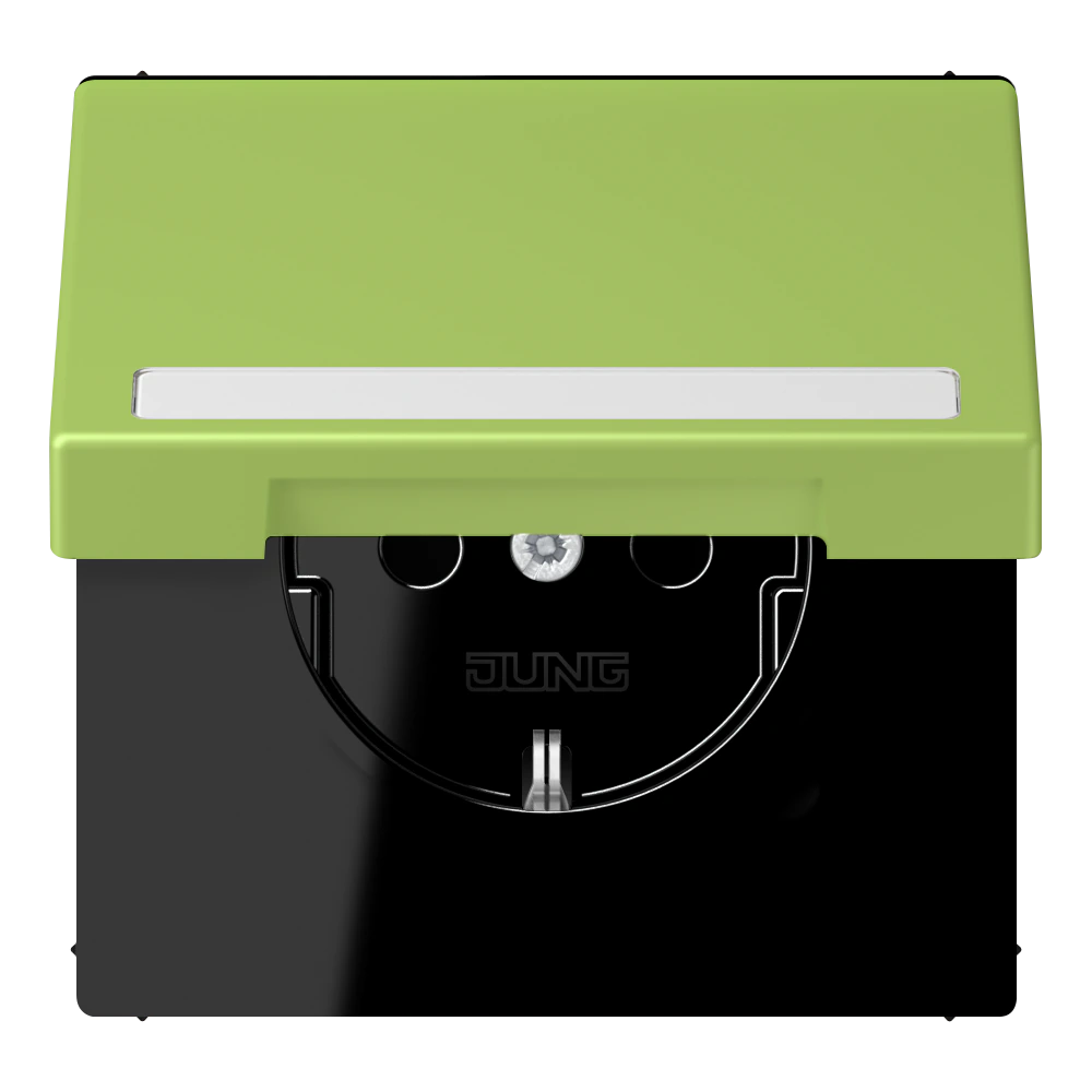 SCHUKO® socket with hinged lid and inscription field — JUNG LS 990 Le Corbusier, le corbusier 221, art. LC1520BFNAKL221
