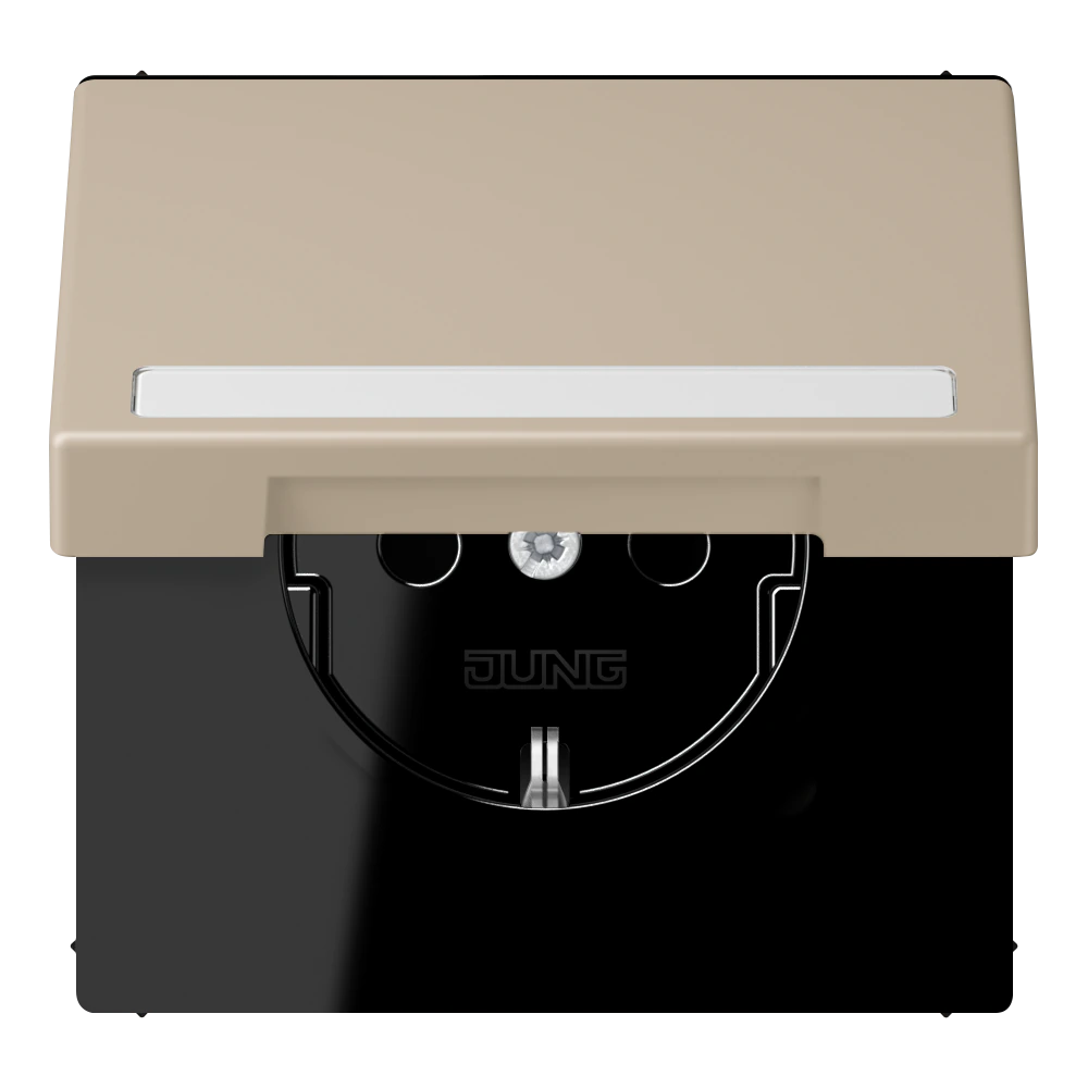 SCHUKO®-розетка с откидной крышкой и полем для записи — JUNG LS 990 Le Corbusier, le corbusier 243, арт. LC1520BFNAKL243