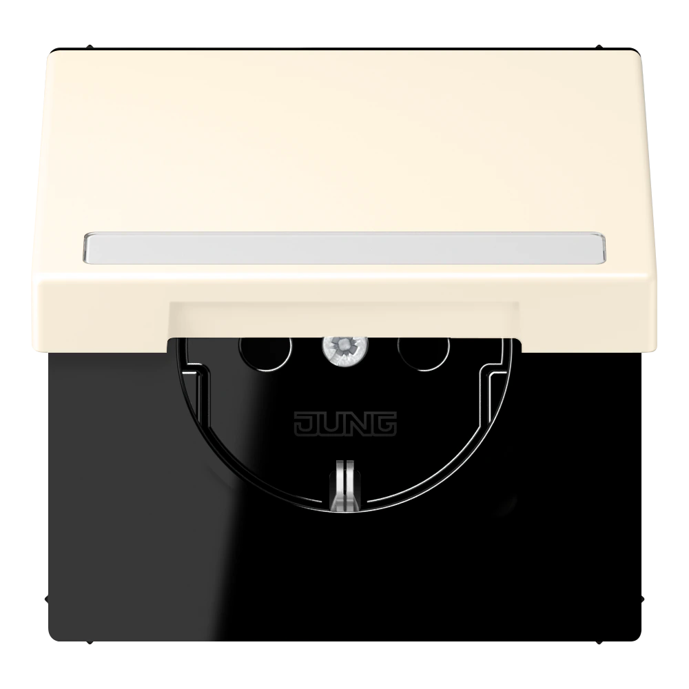 SCHUKO®-розетка с откидной крышкой и полем для записи — JUNG LS 990 Le Corbusier, le corbusier 245, арт. LC1520BFNAKL245