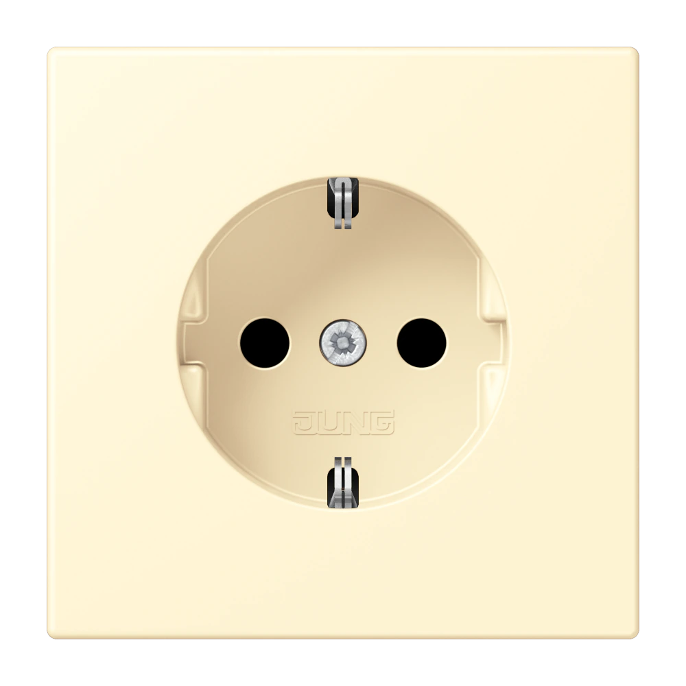 SCHUKO® socket with contact protection — JUNG LS 990 Le Corbusier, Blanc, art. LC1520KI201