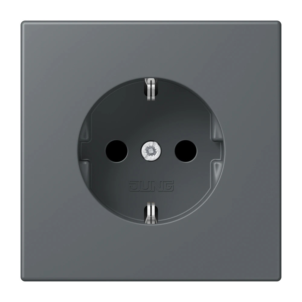 SCHUKO® socket with contact protection — JUNG LS 990 Le Corbusier, Gris Foncé 31, art. LC1520KI202