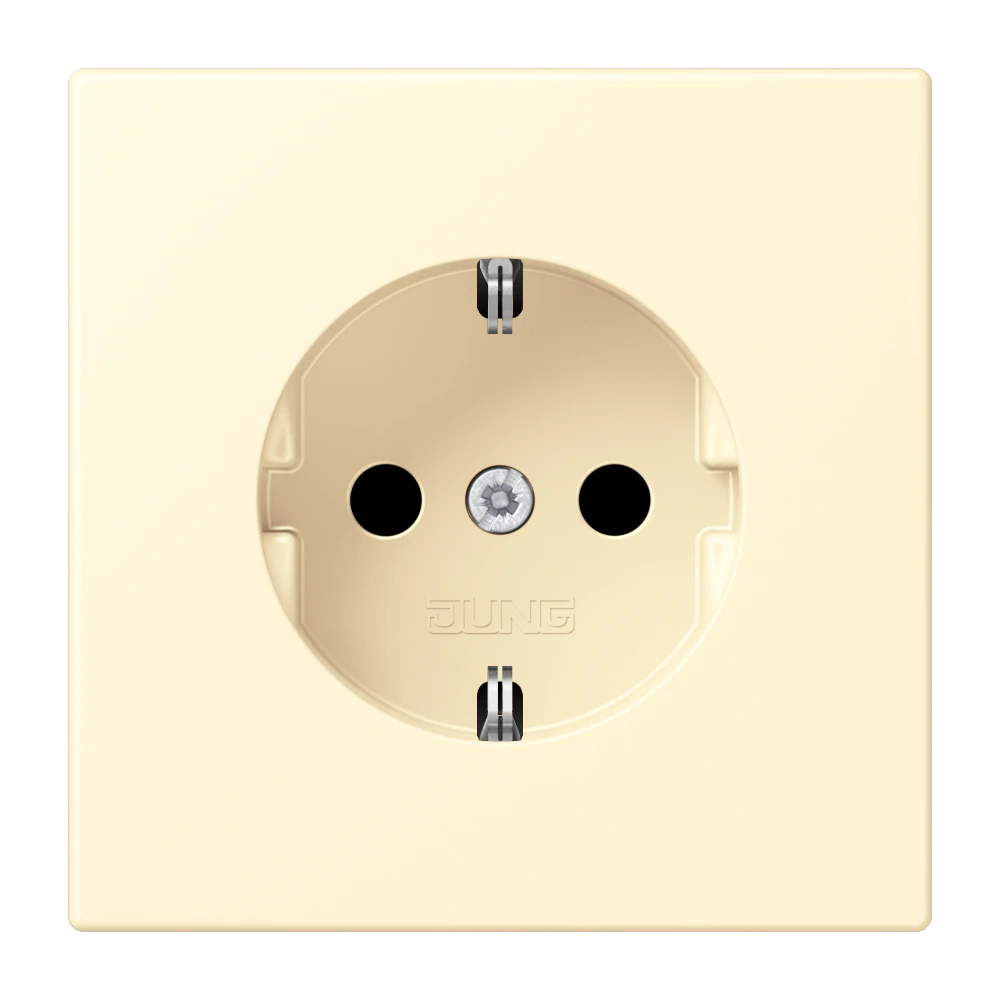 SCHUKO® socket with contact protection — JUNG LS 990 Le Corbusier, Blanc, art. LC1521KI201