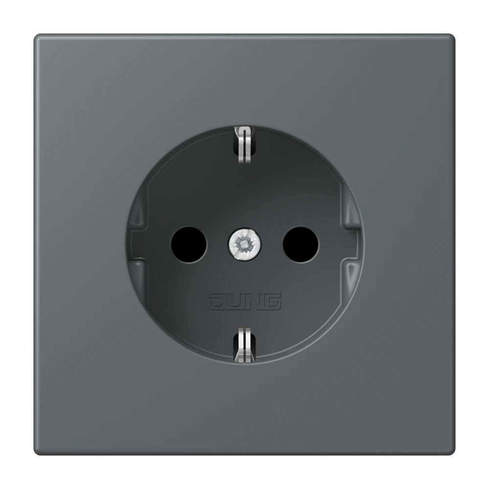 SCHUKO®-розетка 16 A / 250 B ~ — JUNG LS 990 Le Corbusier, Gris Foncé 31, арт. LC1521KI202
