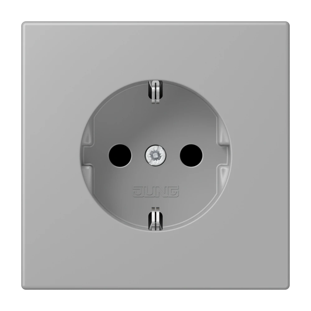 SCHUKO®-розетка 16 A / 250 B ~ — JUNG LS 990 Le Corbusier, Gris Moyen, арт. LC1521KI204