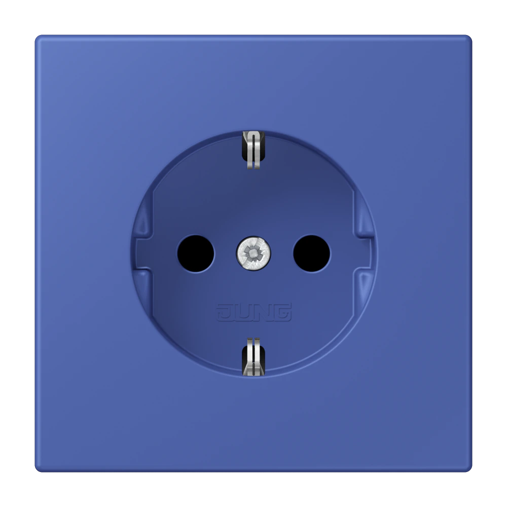 SCHUKO® socket with contact protection — JUNG LS 990 Le Corbusier, Bleu Outremer 31, art. LC1521KI206