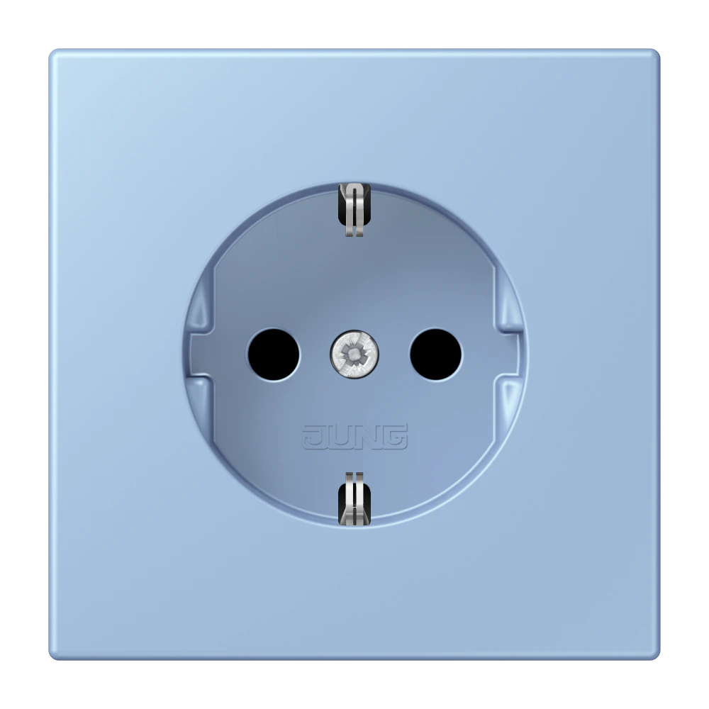 SCHUKO® socket with contact protection — JUNG LS 990 Le Corbusier, Outremer Moyen, art. LC1521KI207