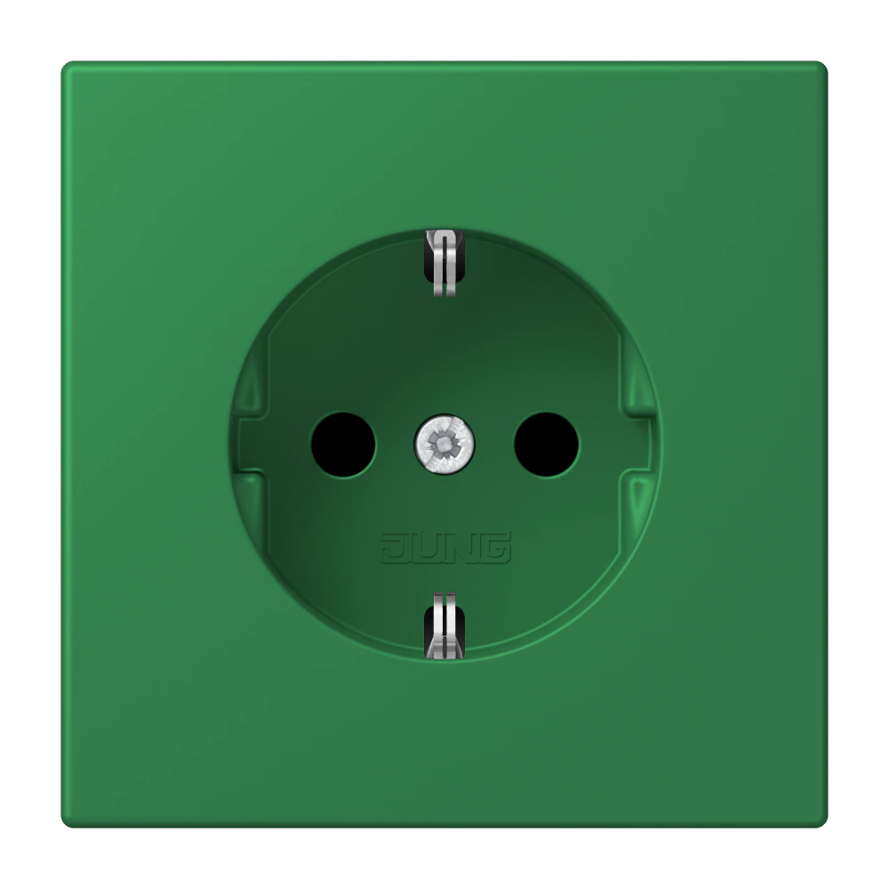 SCHUKO® socket with contact protection — JUNG LS 990 Le Corbusier, Vert Foncé, art. LC1521KI219