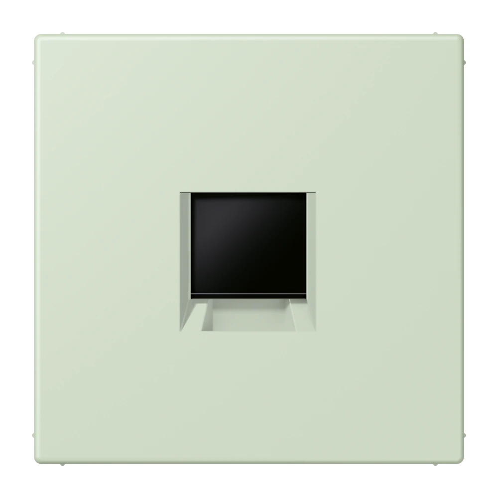 Centre plate for modular jack sockets — JUNG LS 990 Le Corbusier, Vert Anglâis Pale, art. LC1969-1WE218
