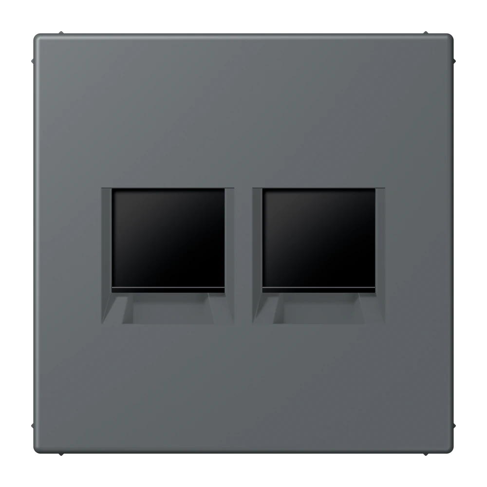 Centre plate for modular jack sockets — JUNG LS 990 Le Corbusier, Gris Foncé 31, art. LC1969-2WE202