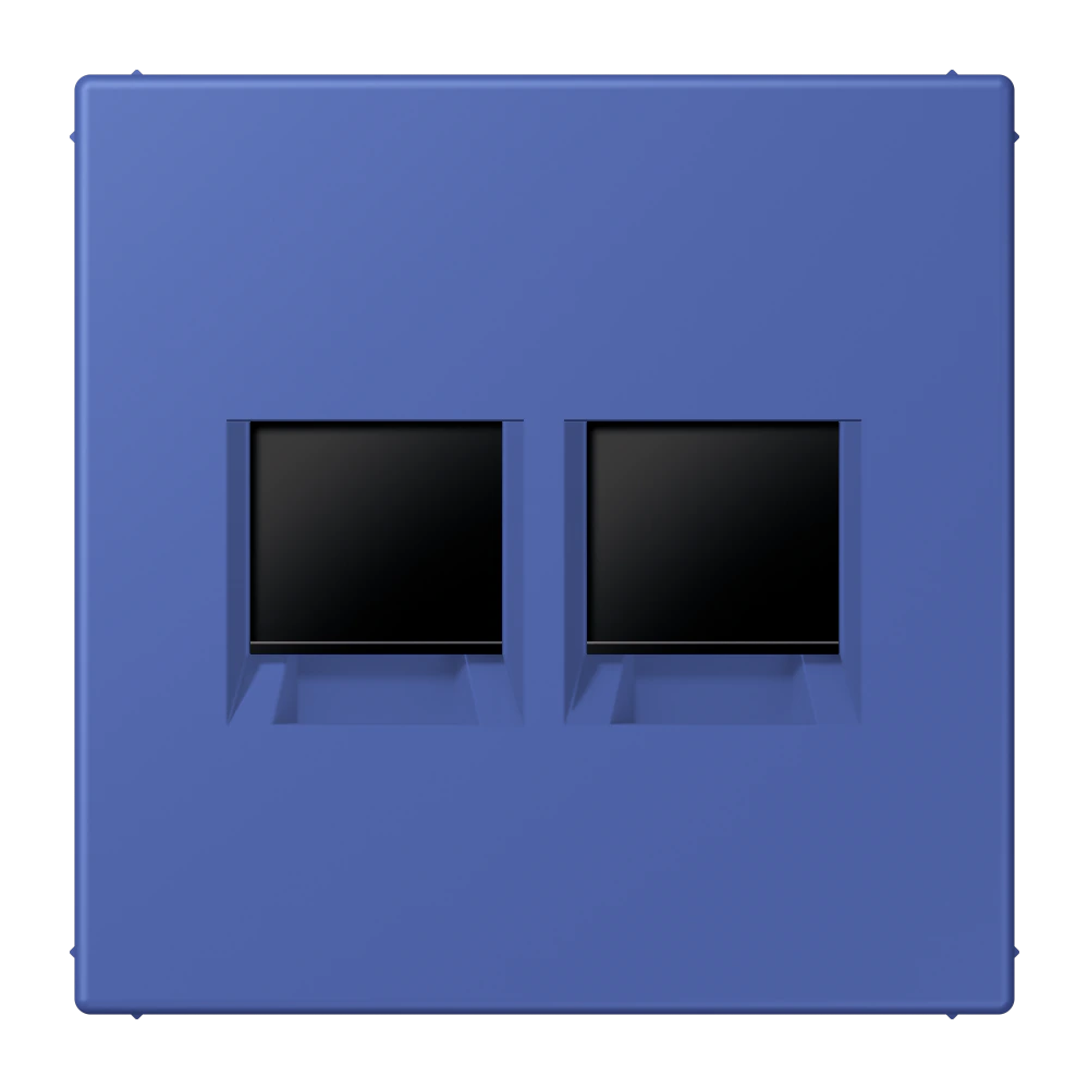 Centre plate for modular jack sockets — JUNG LS 990 Le Corbusier, Bleu Outremer 31, art. LC1969-2WE206