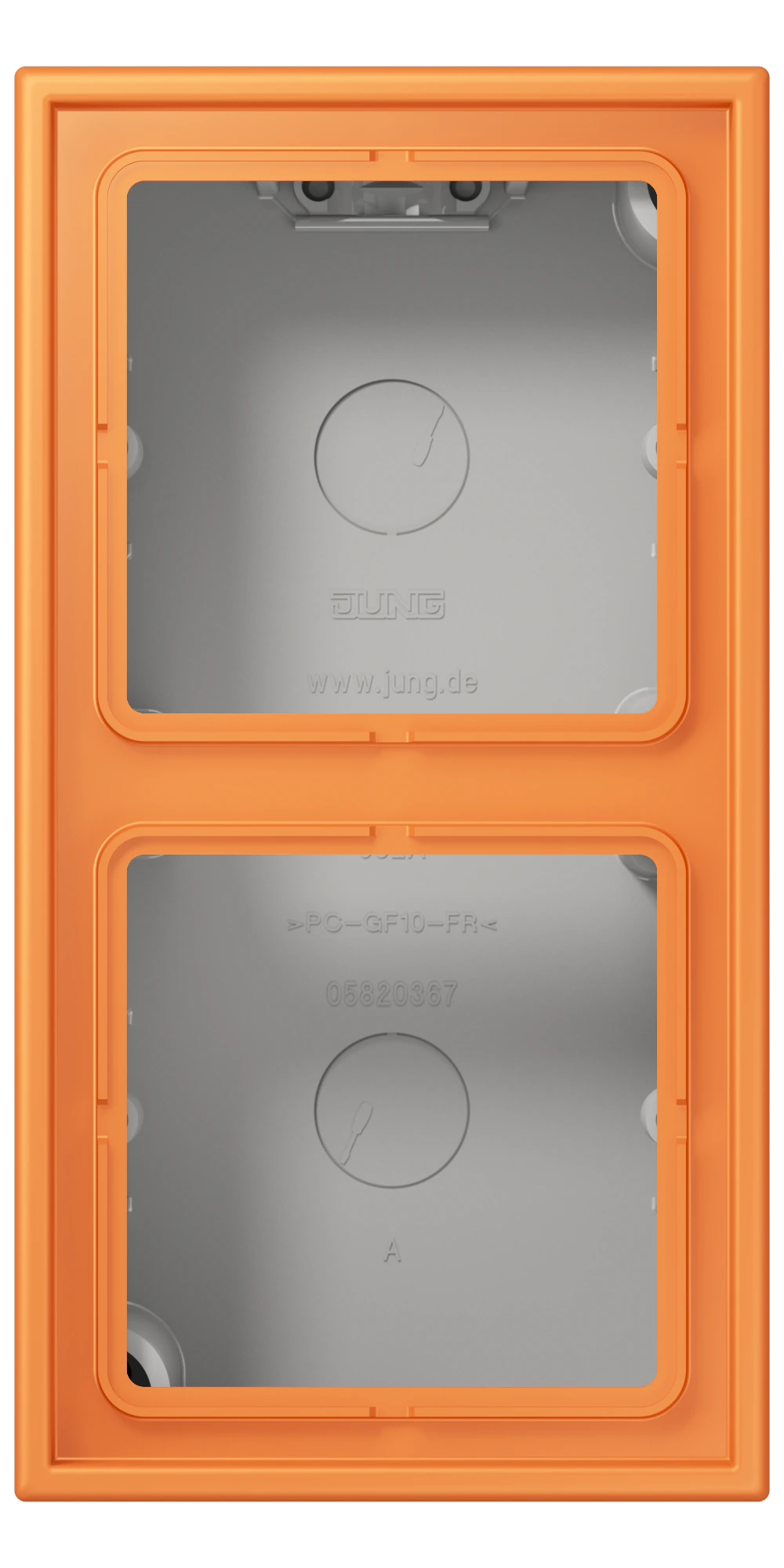 Накладка 2-постовая, LS CUBE, дюропласт лак., orange clair (32081), верт. и гориз. установка — JUNG LS CUBE, Orange Clair, арт. LC582A225