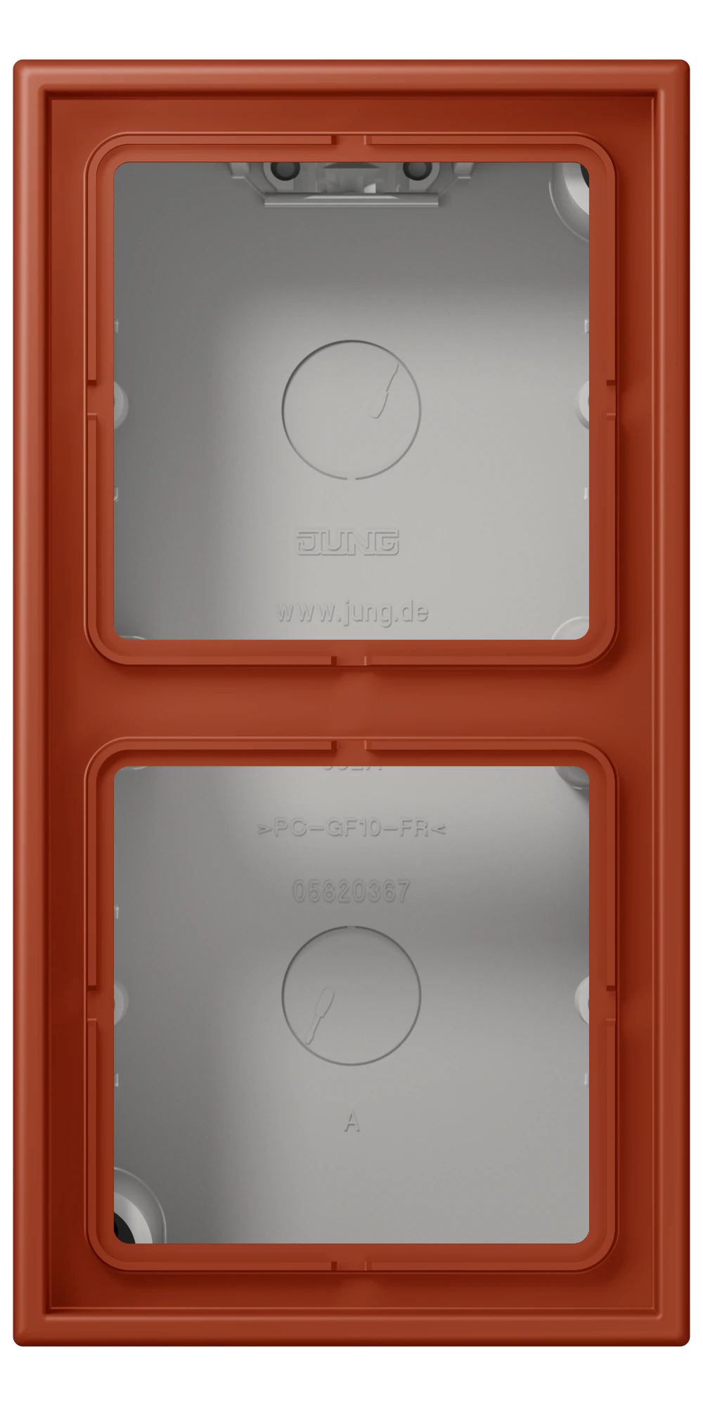 Накладка 2-постовая, LS CUBE, дюропласт лак., l'ocre rouge (32110), верт. и гориз. установка — JUNG LS CUBE, L Ocre Rouge, арт. LC582A232