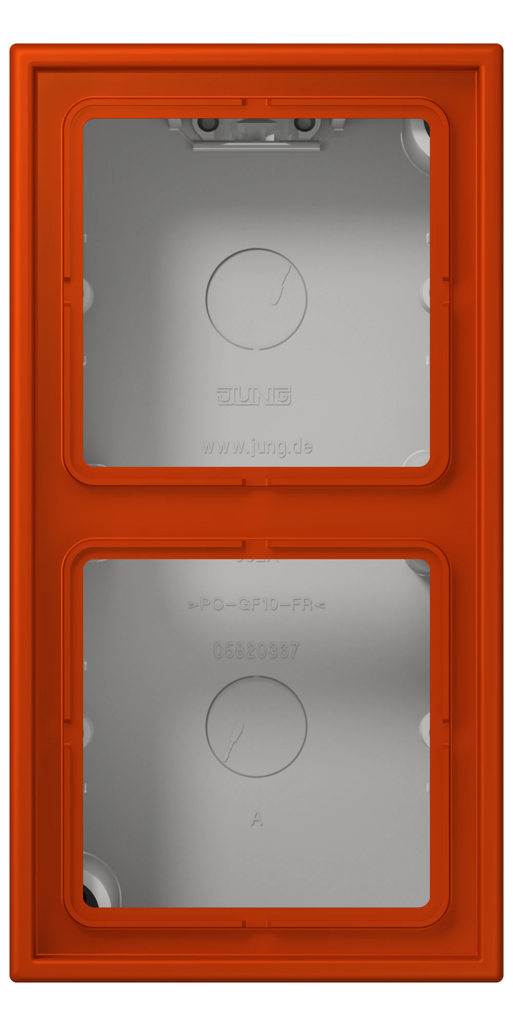 Накладка 2-постовая, LS CUBE, дюропласт лак., rouge vermillon 59 (4320A), верт. и гориз. установка — JUNG LS CUBE, Rouge Vermillon 59, арт. LC582A244