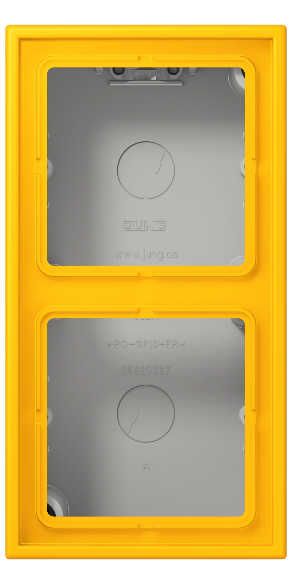 Накладка 2-постовая, LS CUBE, дюропласт лак., le jaune vif (4320W), верт. и гориз. установка — JUNG LS CUBE, Le Jaune Vif, арт. LC582A263