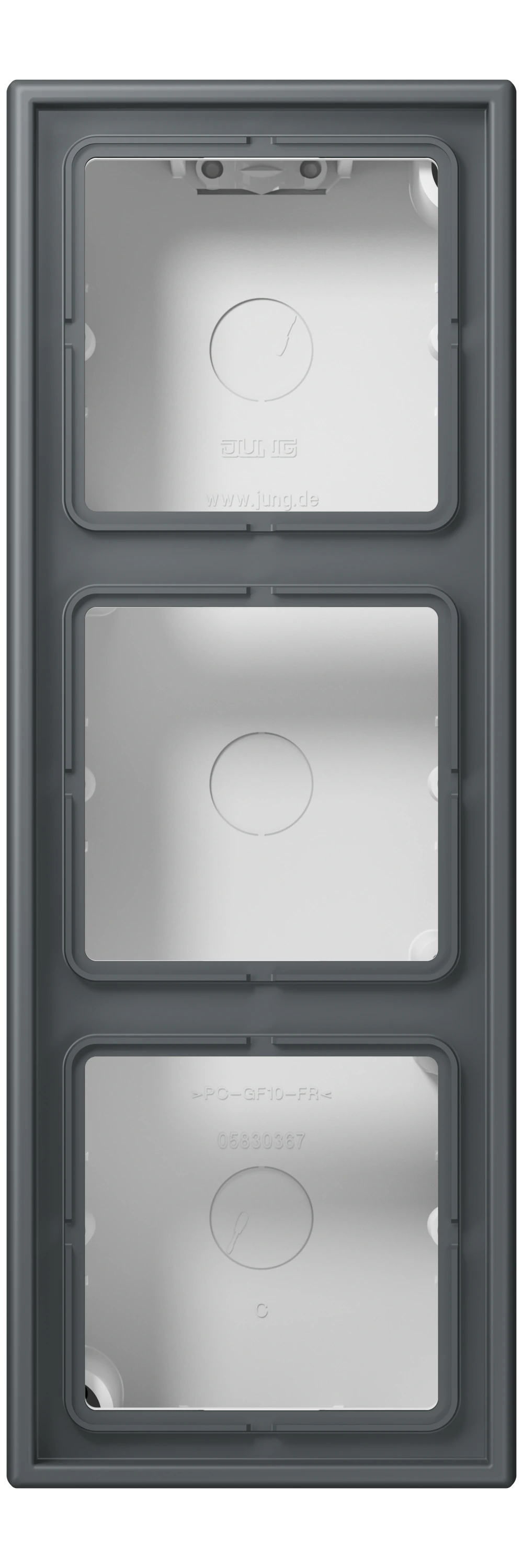 Surface cap, 3-gang — JUNG LS CUBE, Gris Fonc 31, art. LC583A202