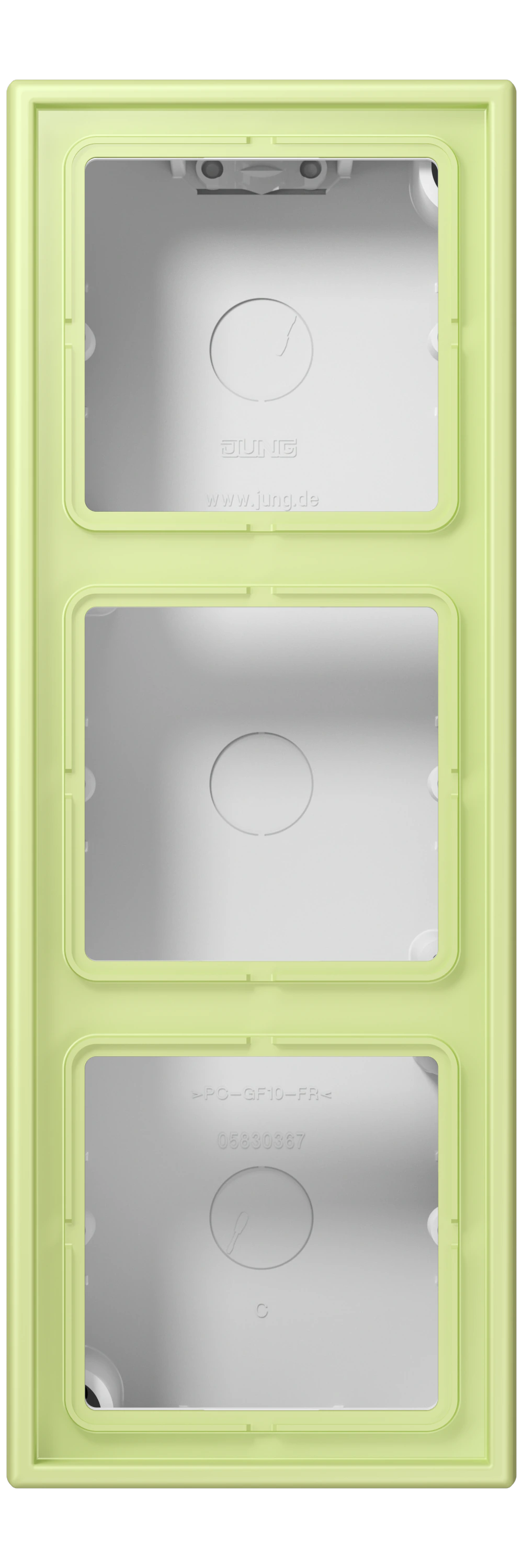 Surface cap, 3-gang — JUNG LS CUBE, Vert Jaune Clair, art. LC583A222
