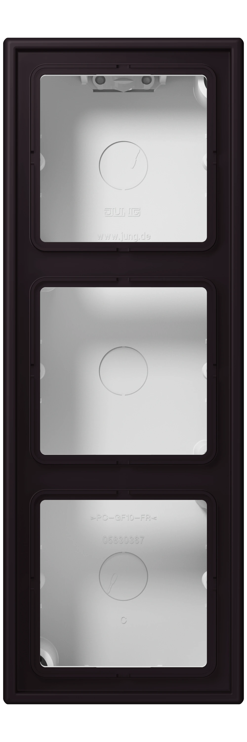 Surface cap, 3-gang — JUNG LS CUBE, Noir D Ivoire, art. LC583A248