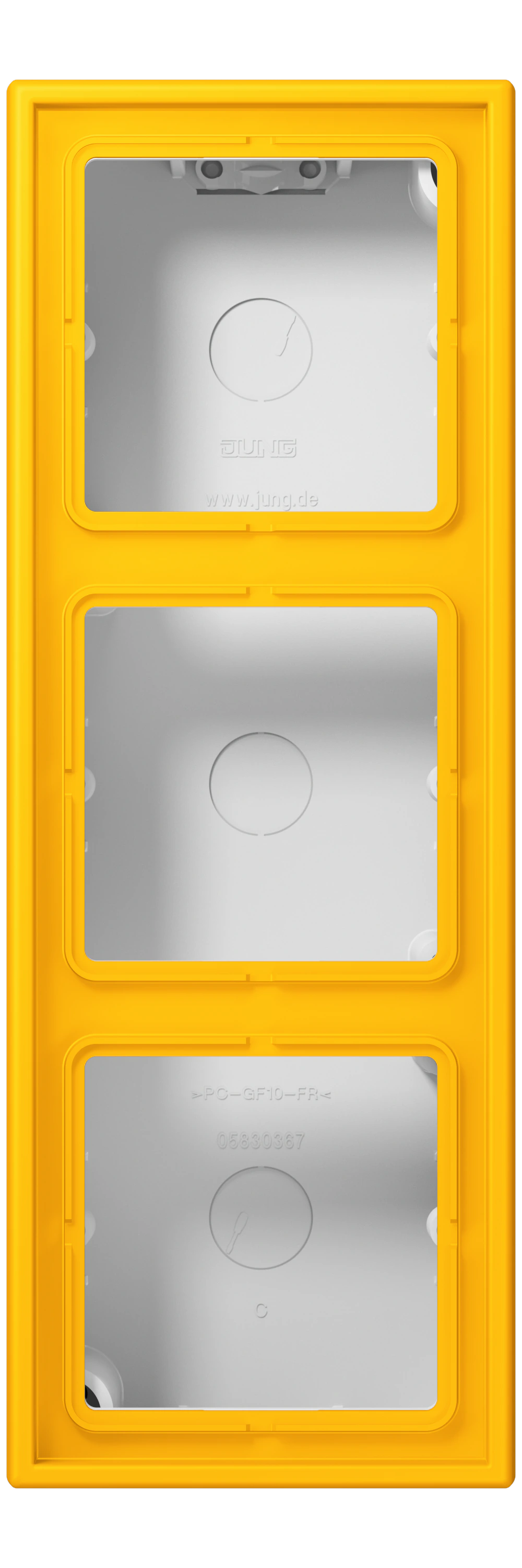 Surface cap, 3-gang — JUNG LS CUBE, Le Jaune Vif, art. LC583A263