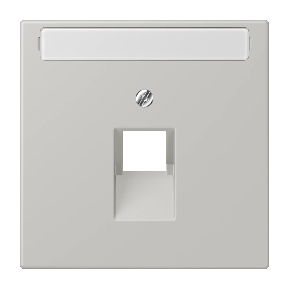Centre plate with inscription field for 1-gang modular jack socket (8-pole) — JUNG LS 990 Le Corbusier, Gris Clair 31, art. LC969-1NAUA205