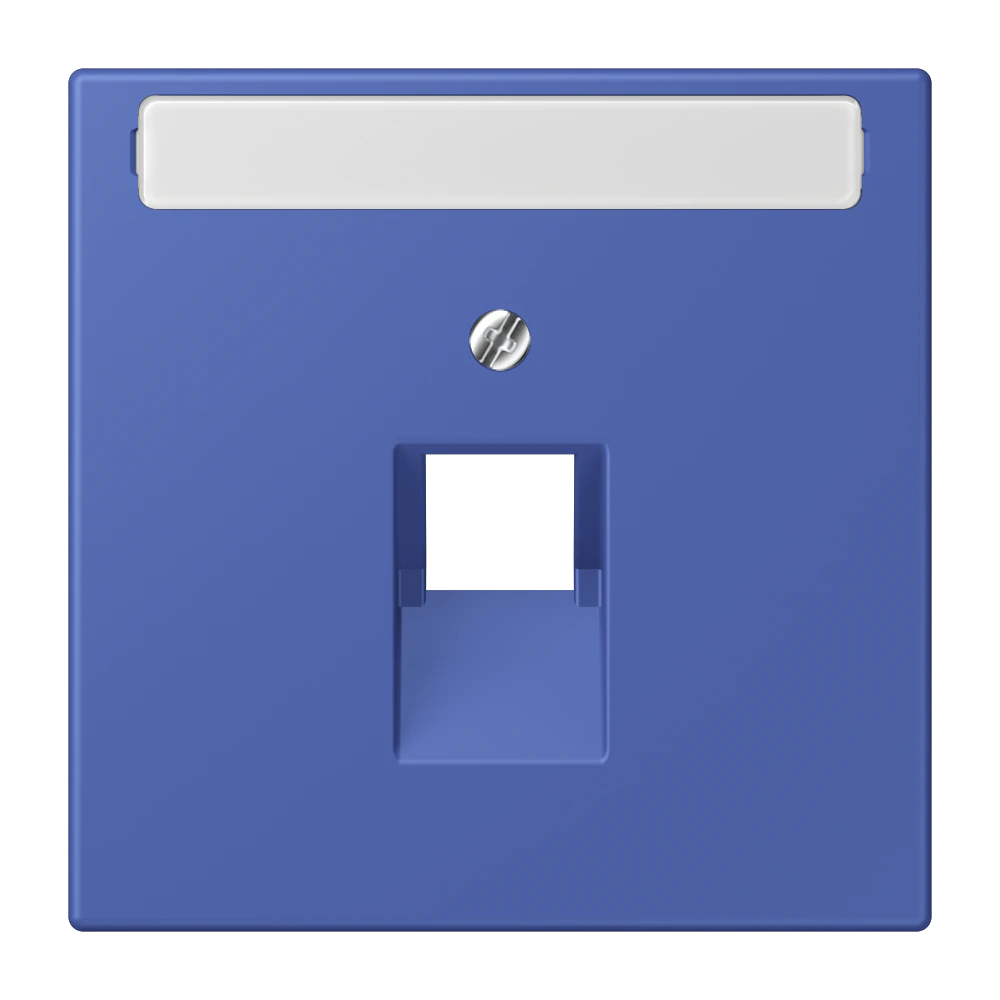 Centre plate with inscription field for 1-gang modular jack socket (8-pole) — JUNG LS 990 Le Corbusier, Bleu Outremer 31, art. LC969-1NAUA206