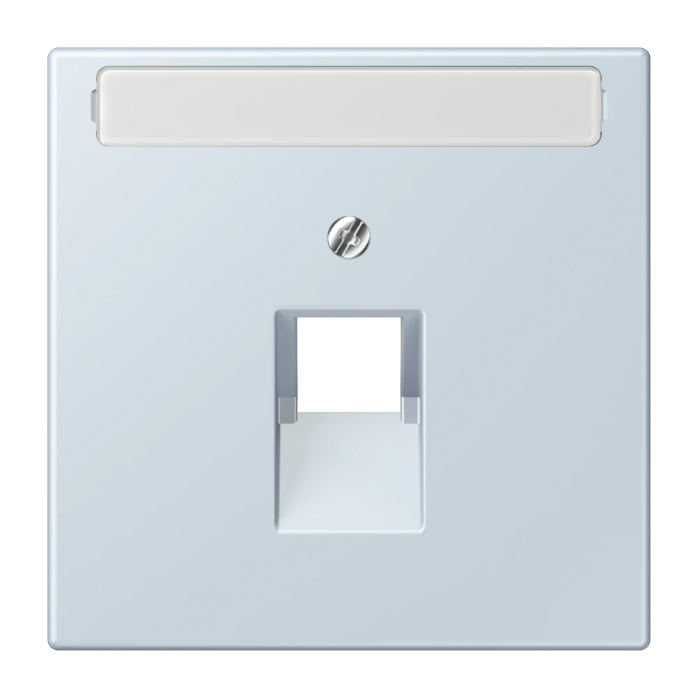 Centre plate with inscription field for 1-gang modular jack socket (8-pole) — JUNG LS 990 Le Corbusier, Outremer Pale, art. LC969-1NAUA209
