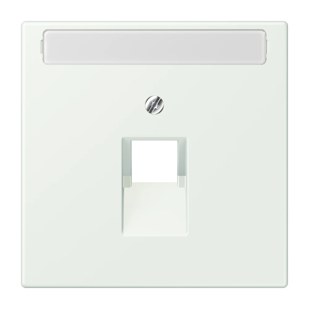 Centre plate with inscription field for 1-gang modular jack socket (8-pole) — JUNG LS 990 Le Corbusier, Outremer Gris, art. LC969-1NAUA210