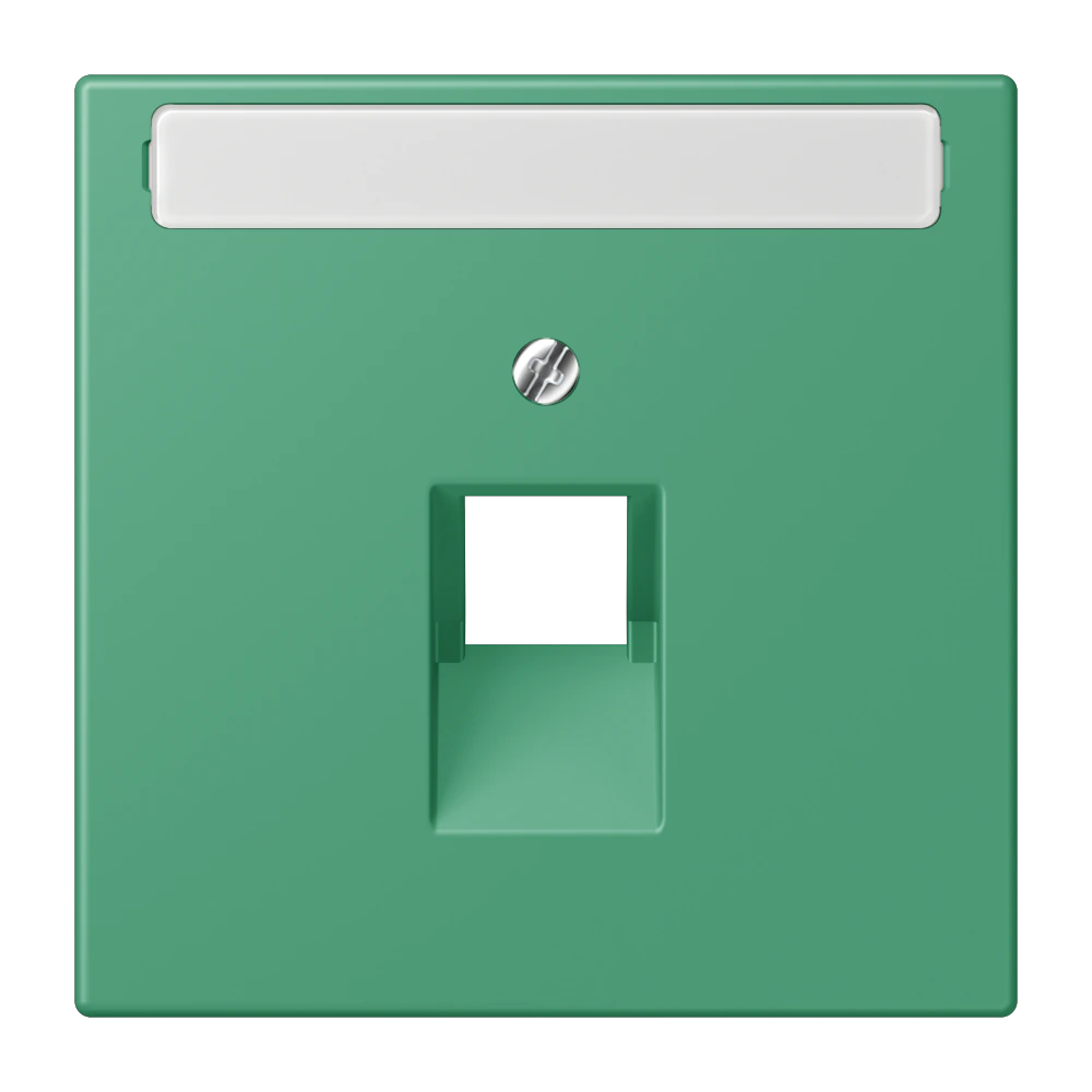 Centre plate with inscription field for 1-gang modular jack socket (8-pole) — JUNG LS 990 Le Corbusier, le corbusier 250, art. LC969-1NAUA250