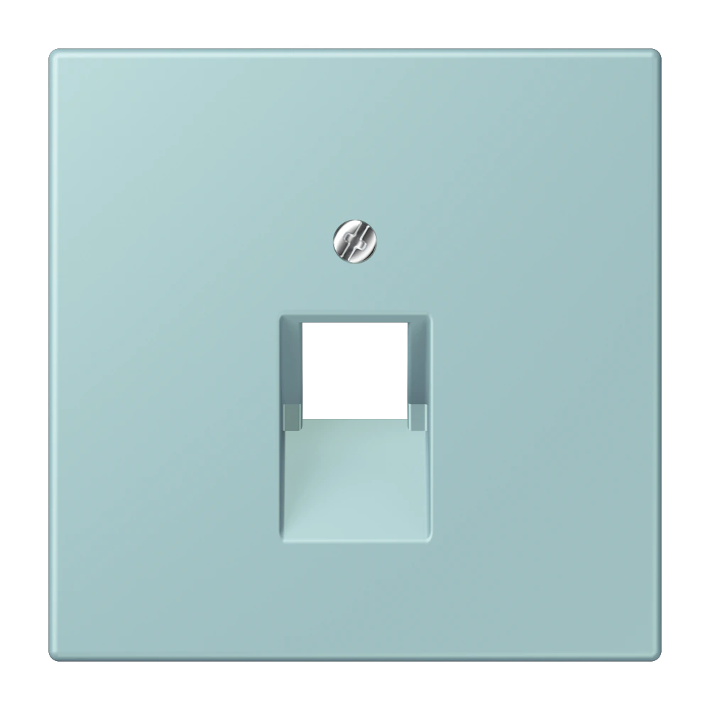 Centre plate for 1-gang modular jack socket (8-pole) — JUNG LS 990 Le Corbusier, Céruléen Clair, art. LC969-1UA214