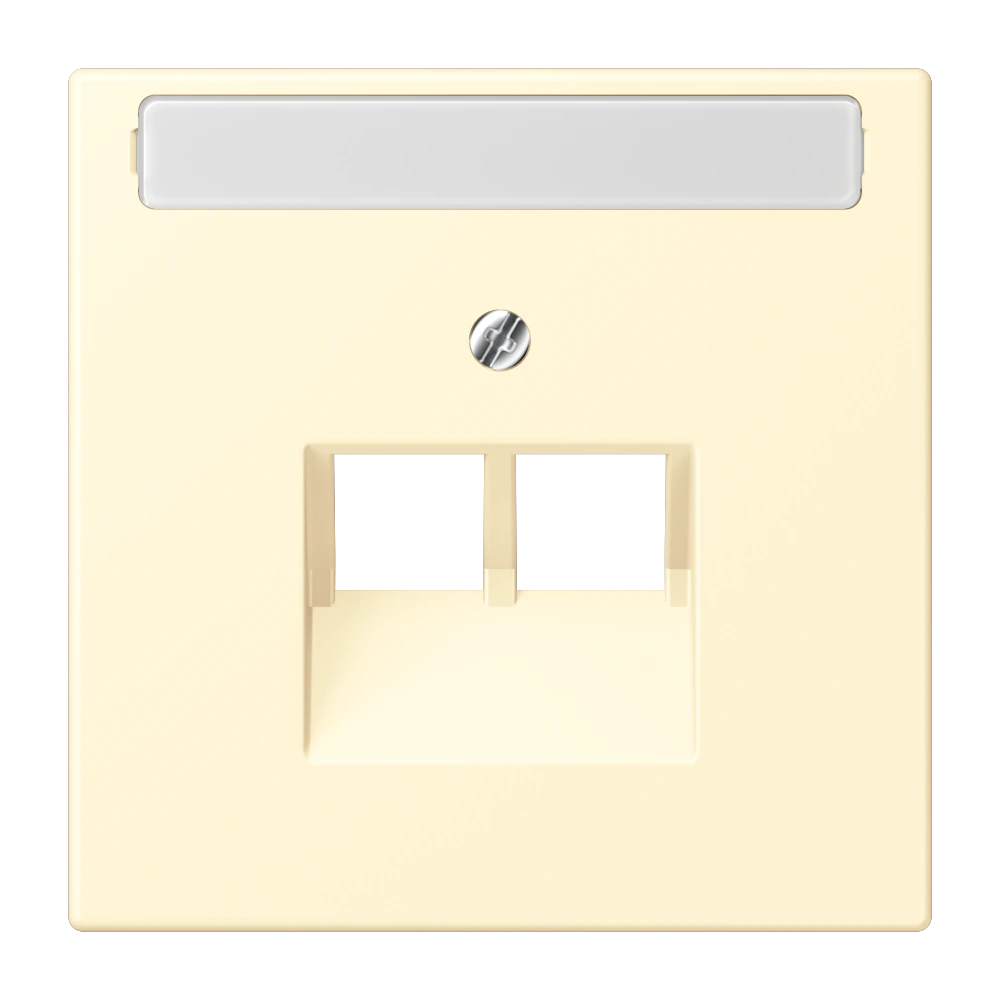 Centre plate with inscription field for 2-gang modular jack socket (8-pole) — JUNG LS 990 Le Corbusier, Blanc, art. LC969-2NAUA201