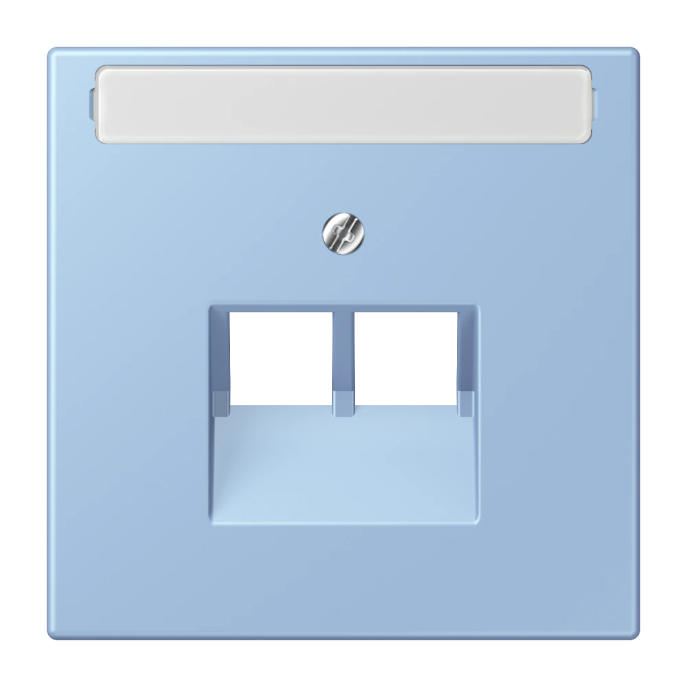 Centre plate with inscription field for 2-gang modular jack socket (8-pole) — JUNG LS 990 Le Corbusier, Outremer Moyen, art. LC969-2NAUA207