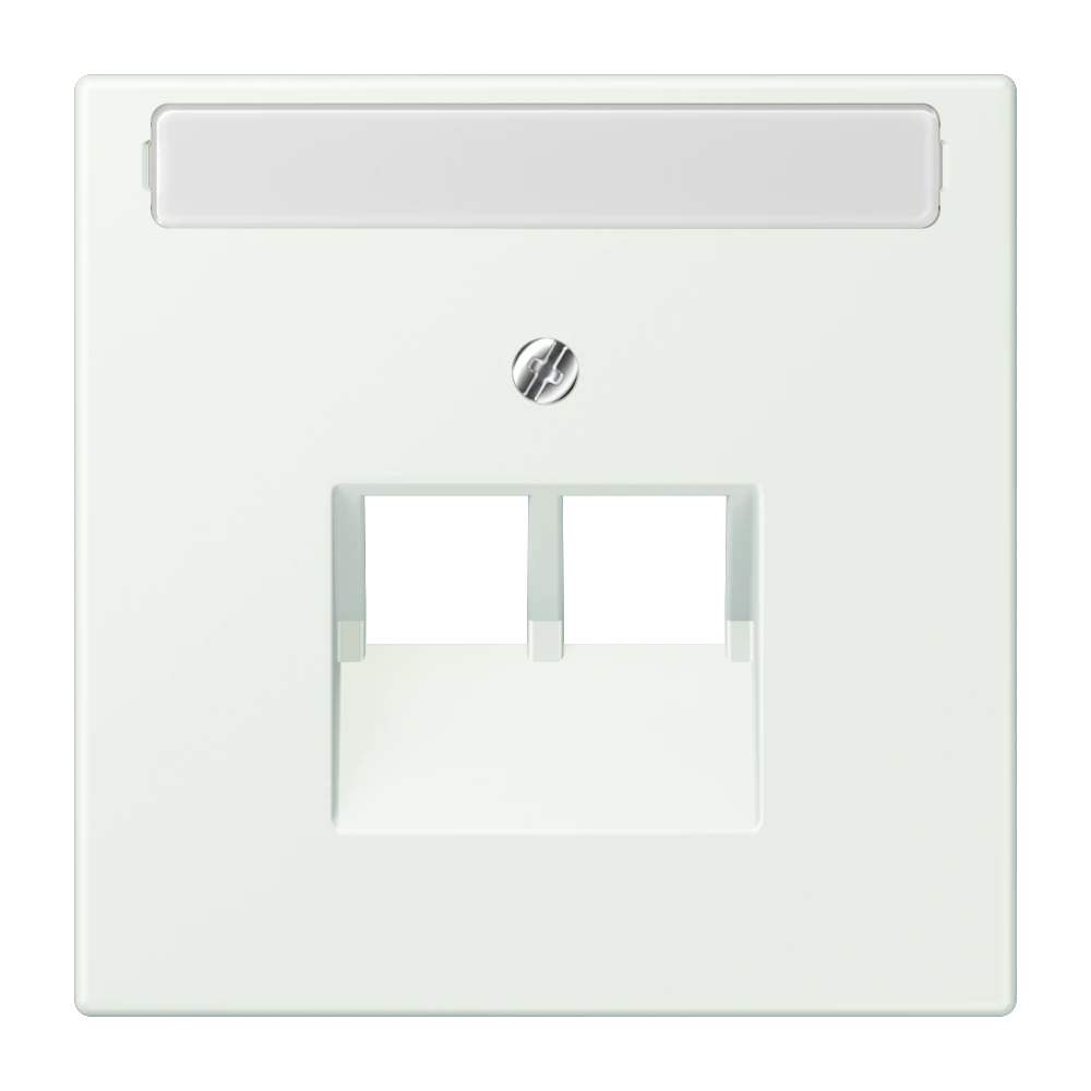 Centre plate with inscription field for 2-gang modular jack socket (8-pole) — JUNG LS 990 Le Corbusier, Outremer Gris, art. LC969-2NAUA210