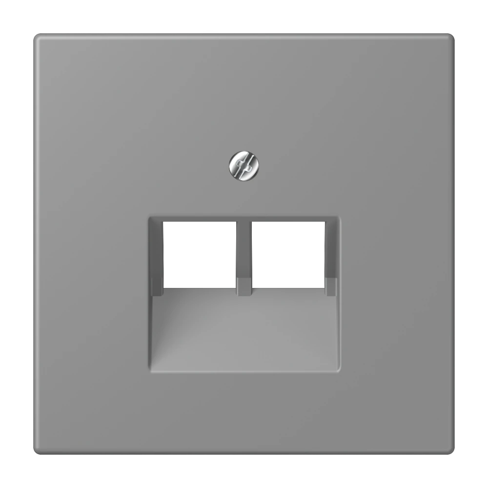 Centre plate for 2-gang modular jack socket (8-pole) — JUNG LS 990 Le Corbusier, Gris 31, art. LC969-2UA203