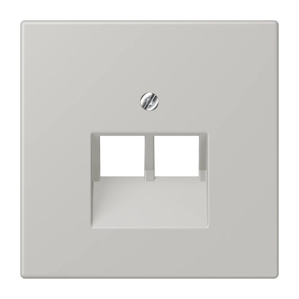 Centre plate for 2-gang modular jack socket (8-pole) — JUNG LS 990 Le Corbusier, Gris Clair 31, art. LC969-2UA205
