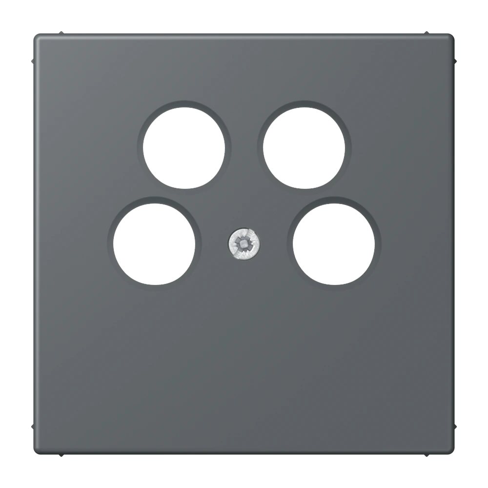 Centre plate for 4-hole SAT-TV socket (Axing) — JUNG LS 990 Le Corbusier, Gris Foncé 31, art. LC990-4SAT2202
