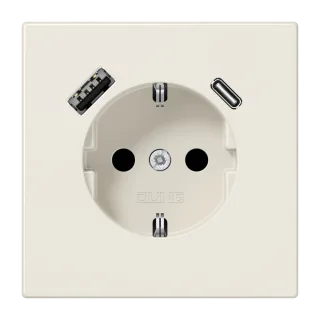 Розетка SCHUKO® с USB-зарядным устройством, тип A + тип С; термопласт; слоновая кость