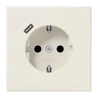 Розетка SCHUKO® с USB-зарядным устройством, тип С; термопласт; слоновая кость