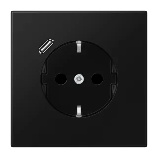 Розетка SCHUKO® с USB-зарядным устройством, тип С; термопласт; черный матовый
