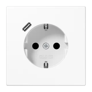 Розетка SCHUKO® с USB-зарядным устройством, тип С; термопласт; белый