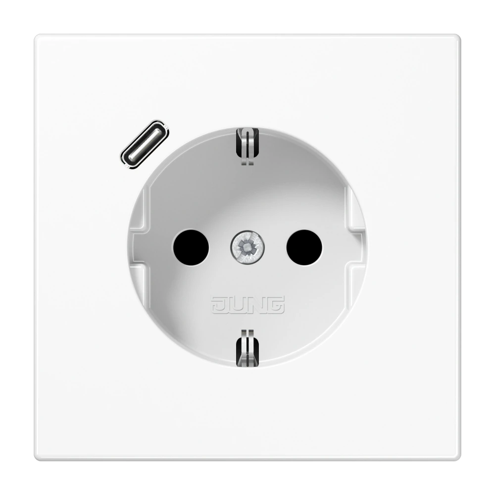 Розетка SCHUKO® с USB-зарядным устройством, тип С; термопласт; белый — JUNG LS 990, Белый, арт. LS1520-18CWW