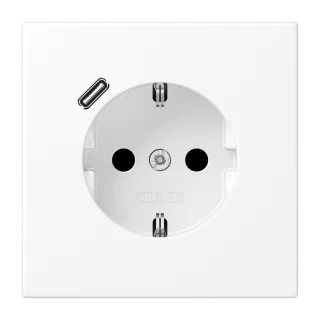 Розетка SCHUKO® с USB-зарядным устройством, тип С; термопласт; белый матовый