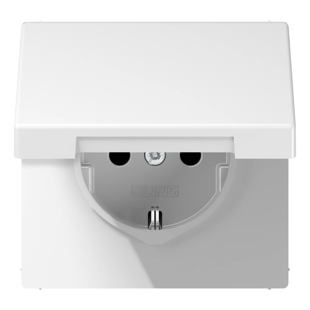 SCHUKO®-розетка с откидной крышкой — JUNG LS 990, Белый, арт. LS1520BFKLWW