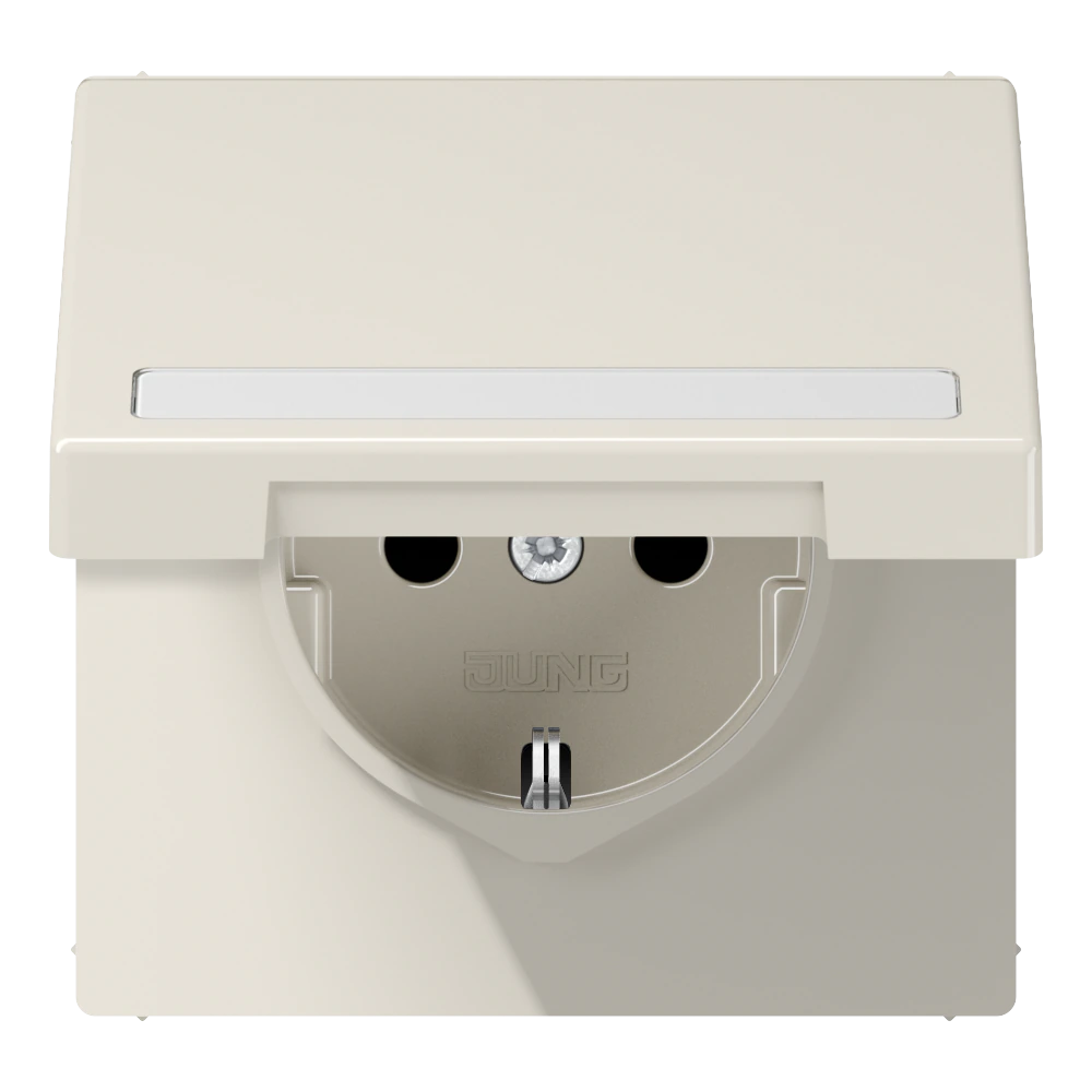 SCHUKO® socket with hinged lid and inscription field — JUNG LS 990, ivory, art. LS1520BFNAKL