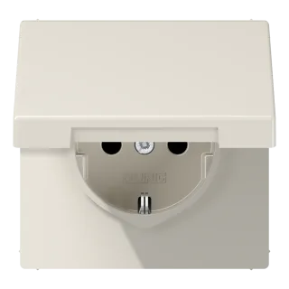 Штепсельная розетка SCHUKO 16А / 250В с подпружиненной откидной крышкой, пружинные зажимы; дюропласт; слоновая кость; LS990 — JUNG LS1520KL