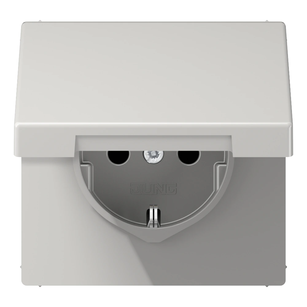 SCHUKO®-розетка с откидной крышкой — JUNG LS 990, Светло-серый, арт. LS1520KLLG