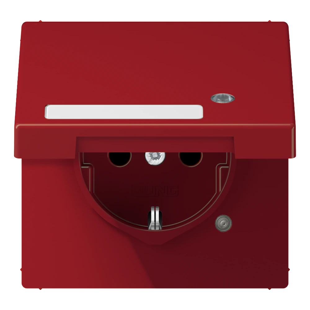 SCHUKO® socket with hinged lid, inscription field and pilot light — JUNG LS 990, _, art. LS1520NAKLKORT