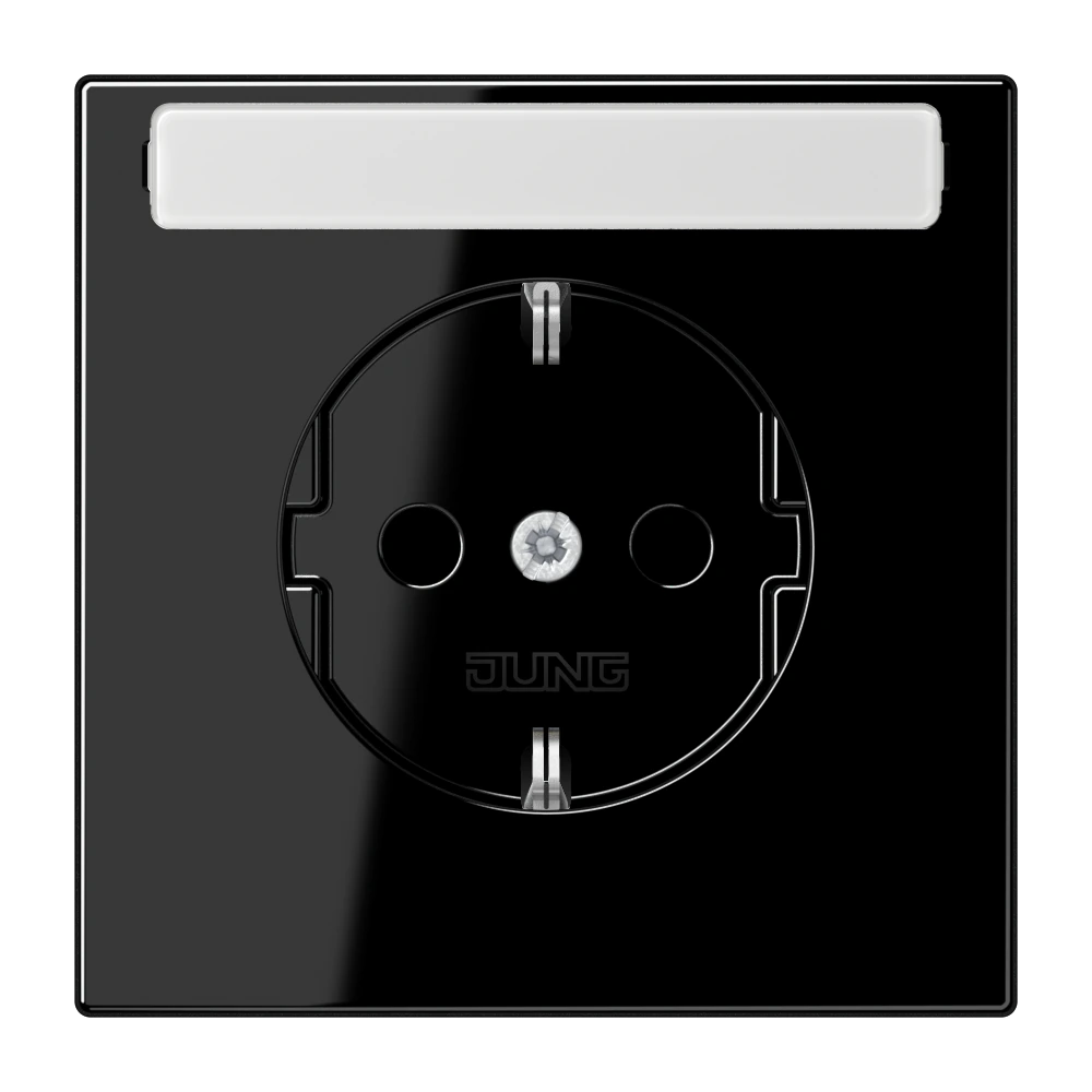 SCHUKO® socket with inscription field — JUNG LS 990, black, art. LS1520NASW