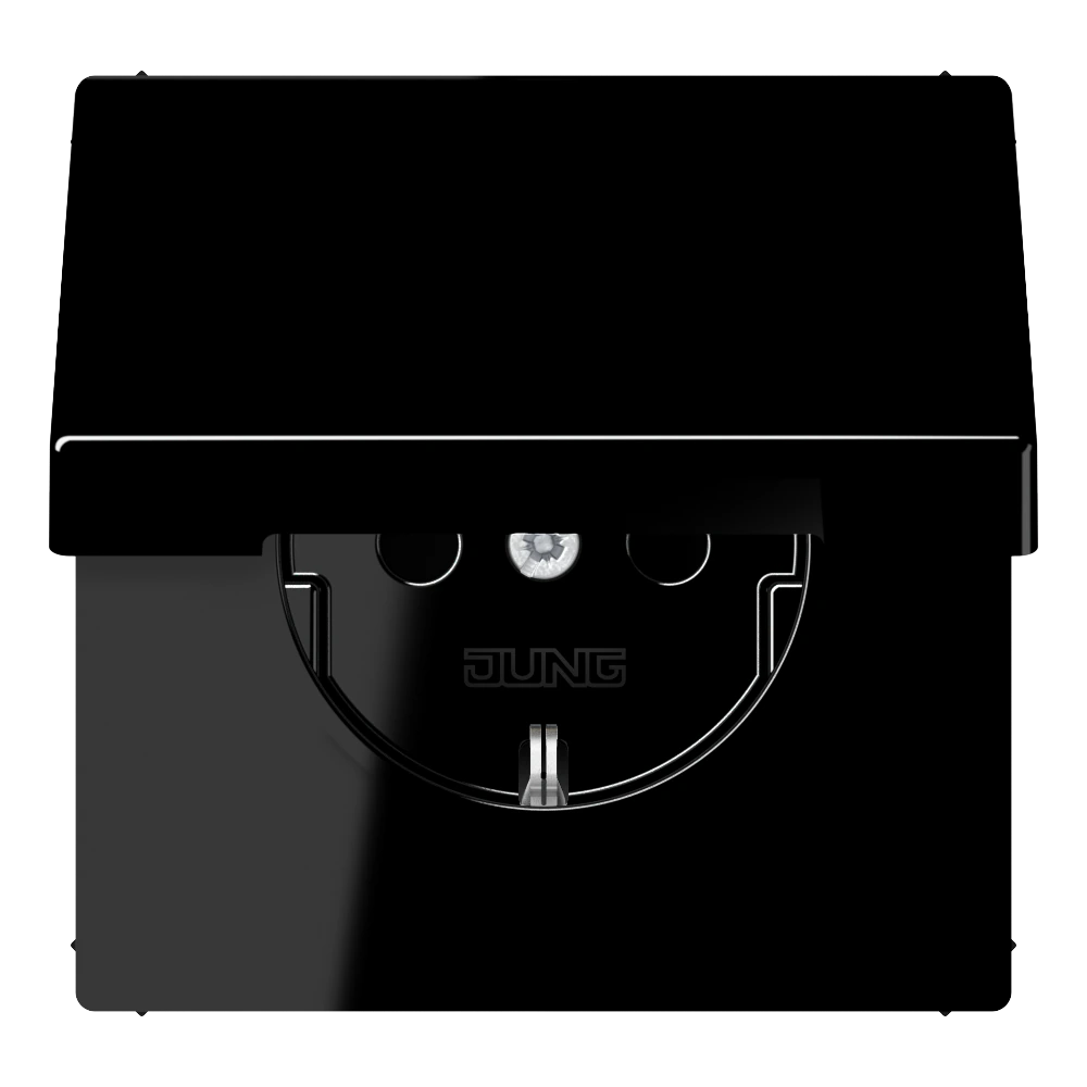 SCHUKO® socket with hinged lid and contact protection SCHUKO®-розетка с откидной — JUNG LS 990, Чёрный, арт. LS1521KIKLSW